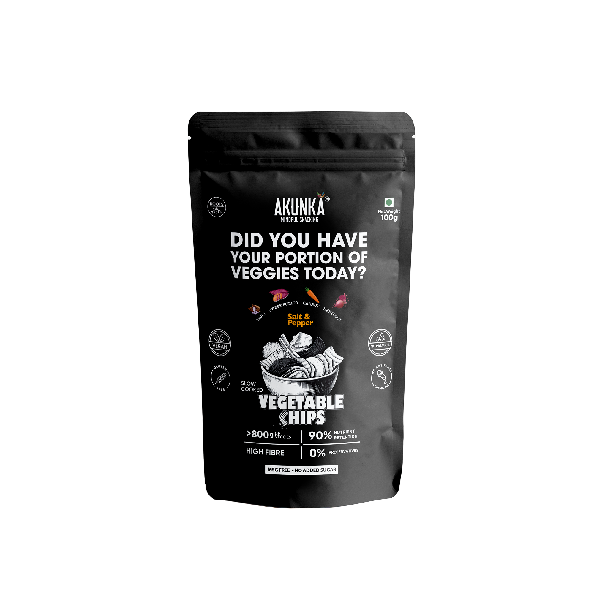 Akunka Vegetable Crisps - Roots - Salt and Pepper