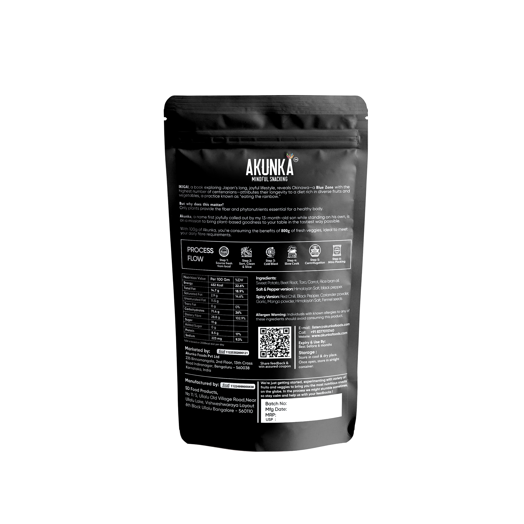 Akunka Vegetable Crisps - Roots - Salt and Pepper
