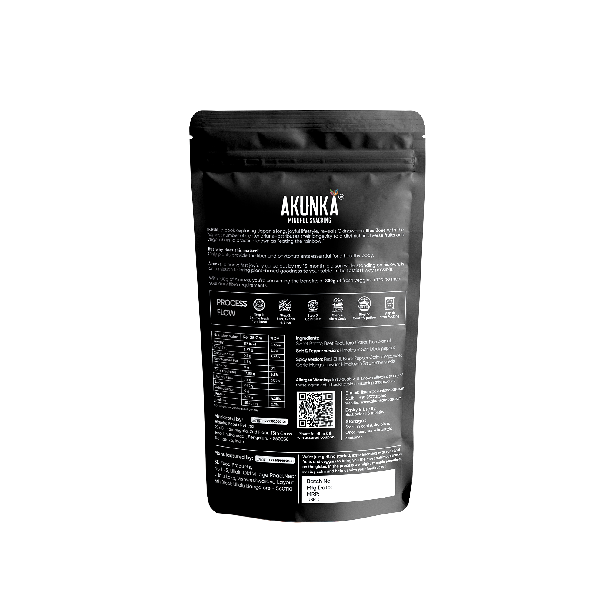 Akunka Vegetable Crisps - Roots - Salt and Pepper