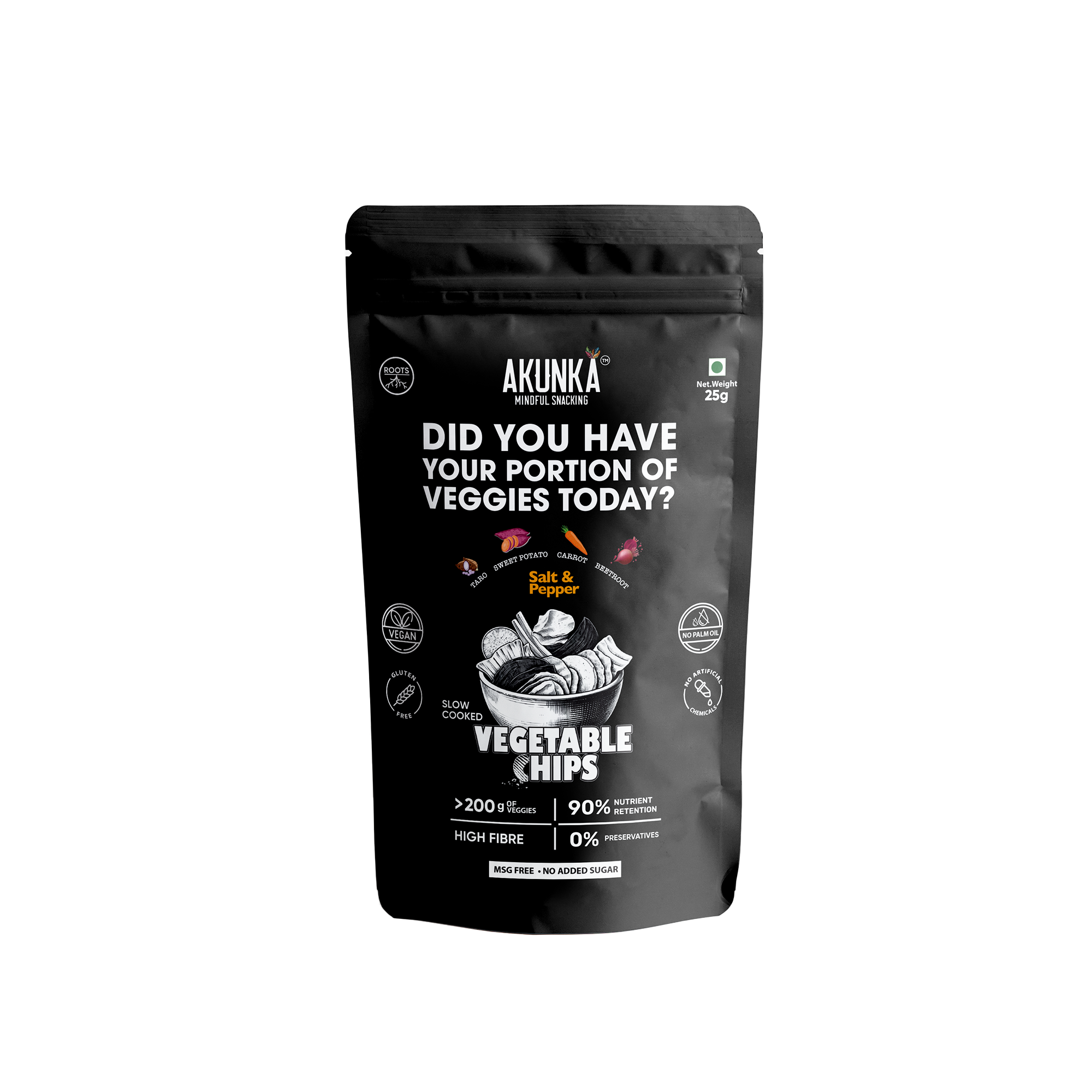 Akunka Vegetable Crisps - Roots - Salt and Pepper