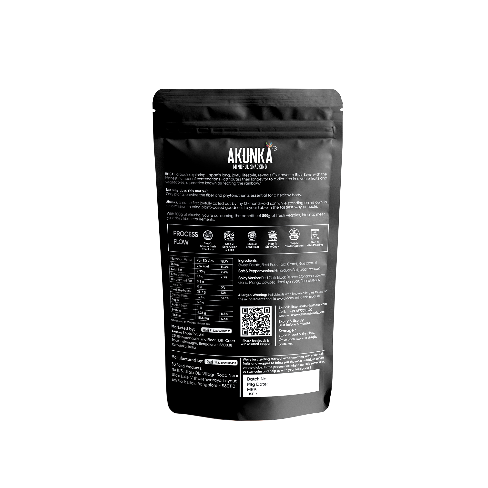 Akunka Vegetable Crisps - Roots - Salt and Pepper