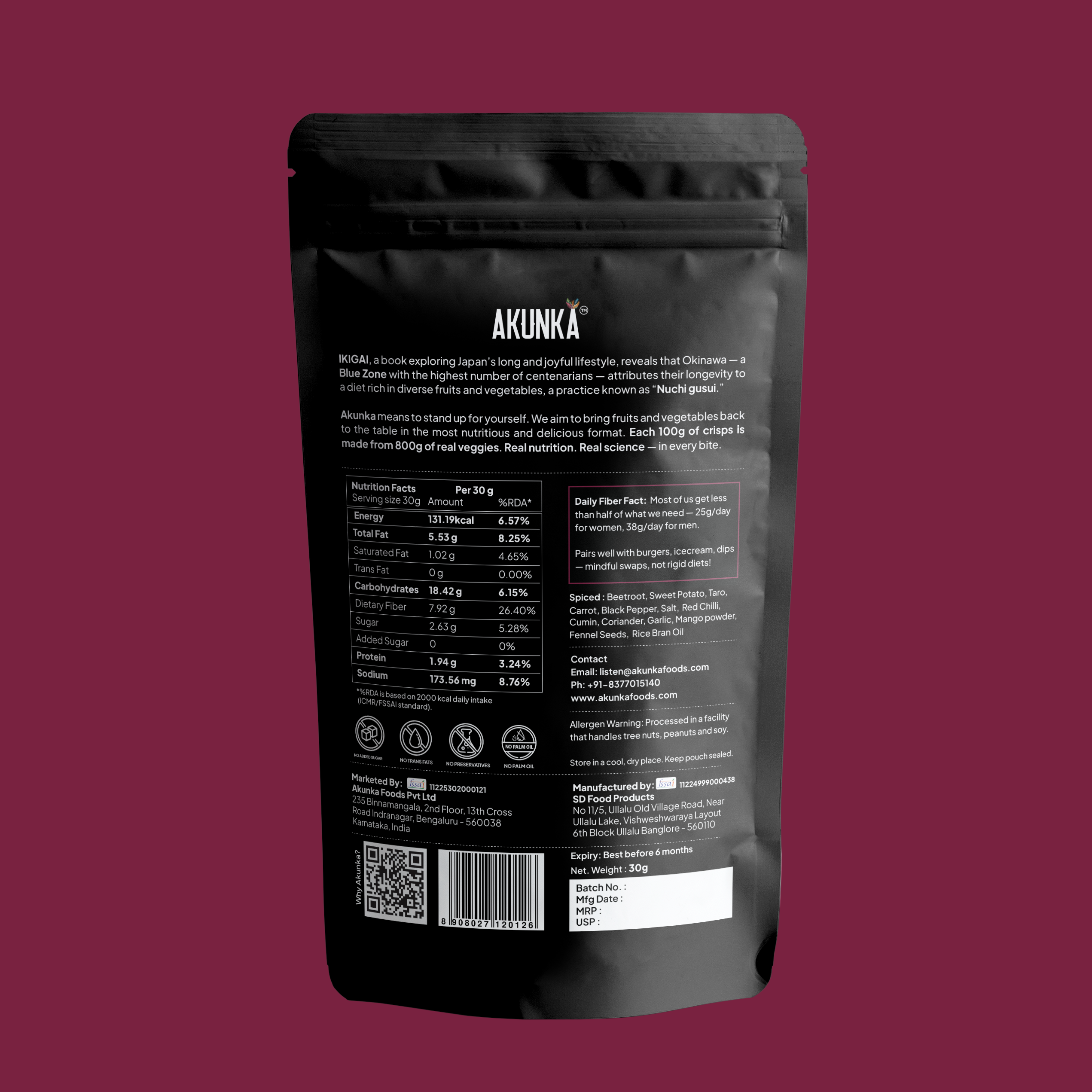 Akunka Vegetable Crisps - Roots - Spiced