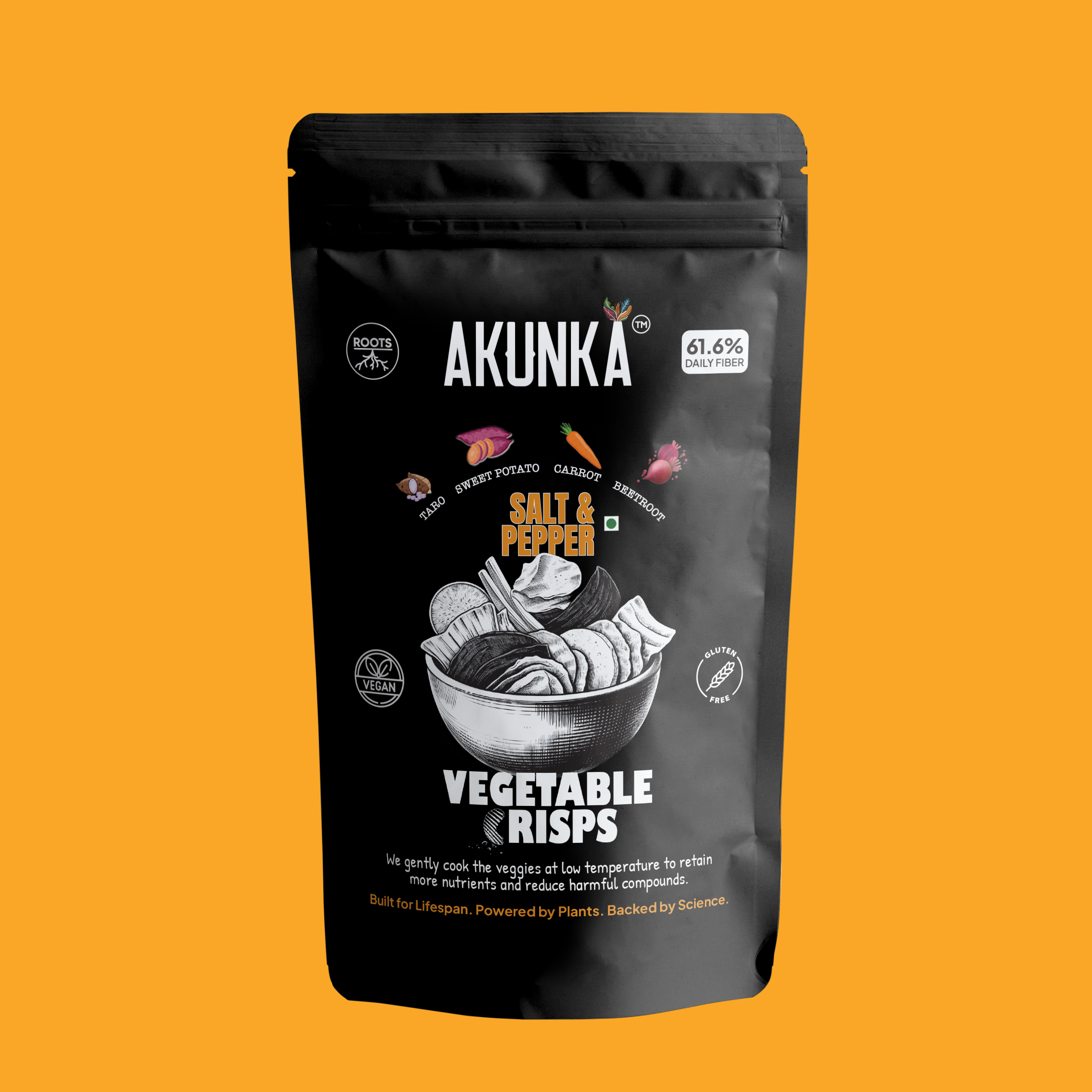 Akunka Vegetable Crisps - Roots - Salt and Pepper