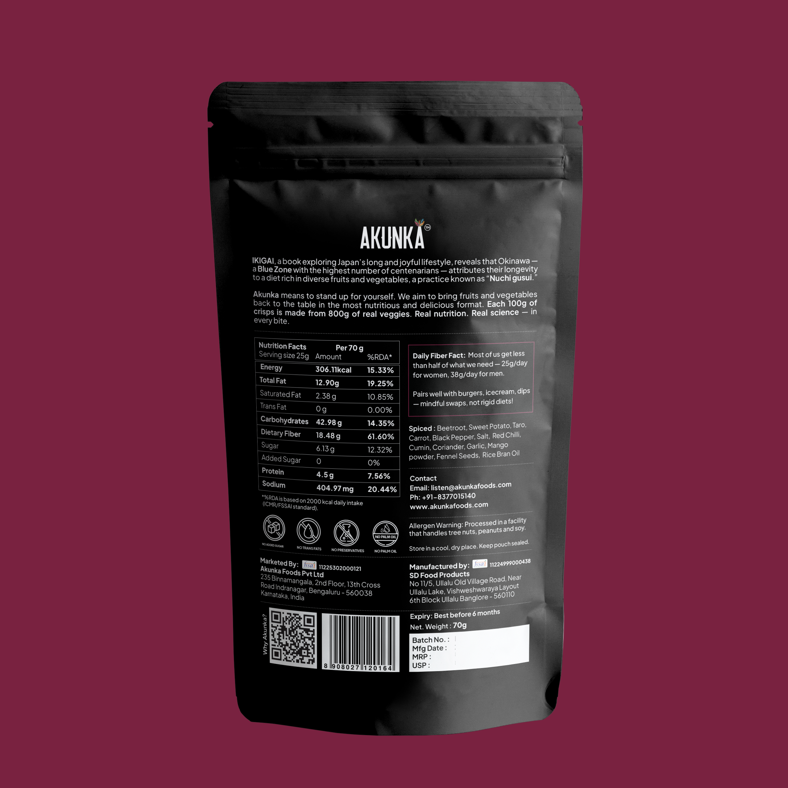 Akunka Vegetable Crisps - Roots - Spiced